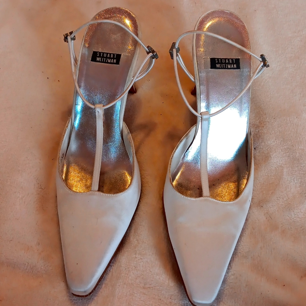 Stuart Weitzman dress shoes silk heels.
